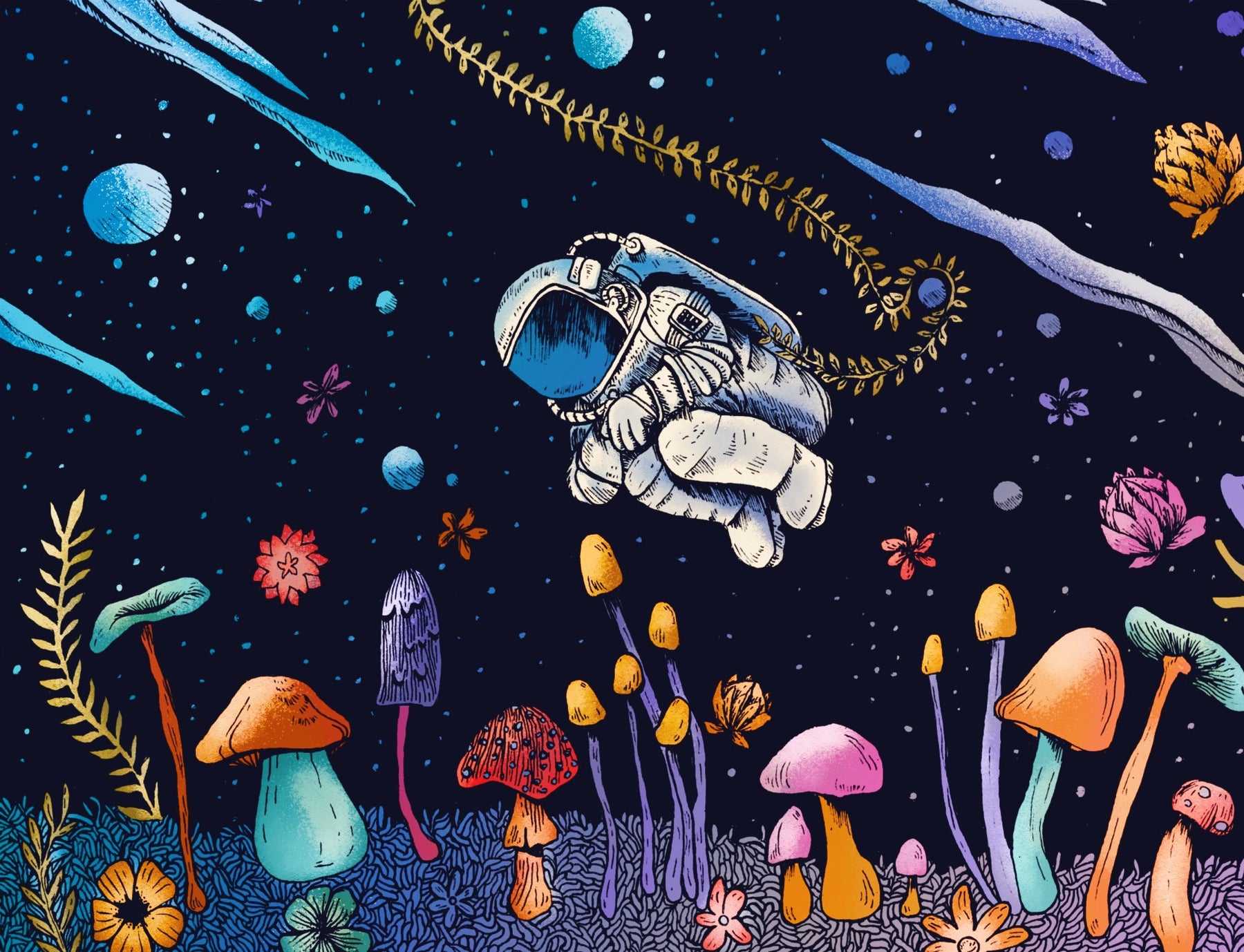 Maira Peralta | Outer Space Mushrooms | Print